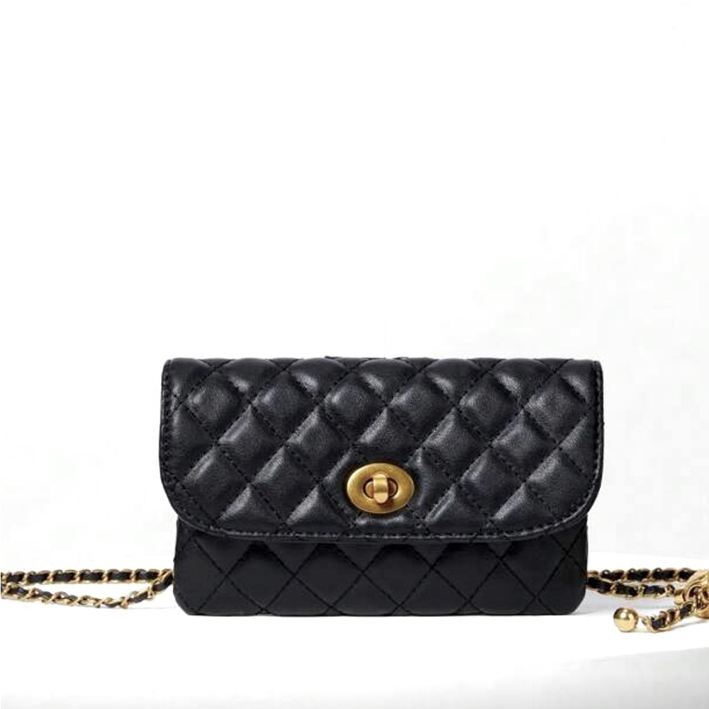 Elegant Black Quilted Chain Bag